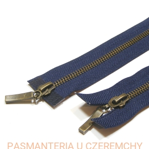 zamek 90 cm granatowy rozdzielczy dwusuwakowy metalowy VT10 mosiądz oksydowany