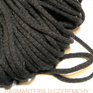 sznurek odzieżowy bawełniany 5 mm - antracyt /bardzo ciemny szary/