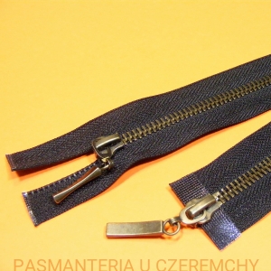 zamek 80 cm czarny rozdzielczy dwusuwakowy metalowy VT10 mosiądz oksydowany
