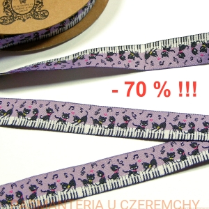 cena za całość - 1,05 m - tasiemka /wstążka/ żakardowa 15 mm - kocia muzyka