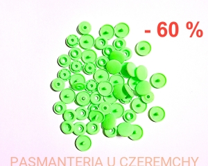 cena za całość - 15 szt. - napy plastikowe jaskrawa zieleń rozm. 18 /zatrzaski zielone/