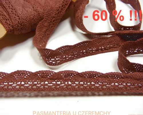 koronka bawełniana 20 mm brązowa