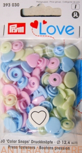 napy plastikowe serduszka miks pastelowy PRYM 393 030 /zatrzaski/