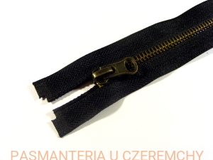 zamek 90 cm czarny rozdzielczy metalowy VT10 mosiądz oksydowany