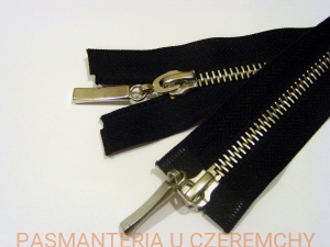 zamek 80 cm czarny rozdzielczy dwusuwakowy metalowy VT10,  nikiel