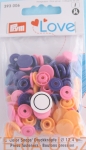 napy plastikowe okrągłe miks różowo-pomarańczowo-fioletowy PRYM 393 006 /zatrzaski/
