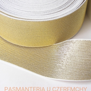 guma dziana 50 mm brokatowa złota na białym tle