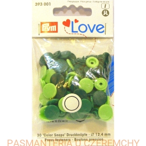 napy plastikowe okrągłe - miks zielony  PRYM 393 001 /zatrzaski/