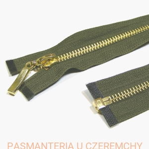 zamek 60 cm khaki rozdzielczy metalowy VT10 /mosiądz, zielony/