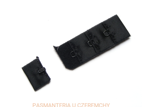 zapięcie do biustonosza /bieliźniarskie/, 1 haftka w 3 rzędach, czarne