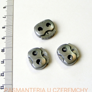 stopery do sznurka i gumy plastikowe - szare /imitacja metalu/ - stoper