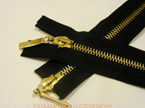 zamek 90 cm czarny rozdzielczy dwusuwakowy metalowy VT10 mosiądz