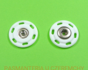 zatrzaski 25 mm - biały plastik łączony z metalem /białe/  