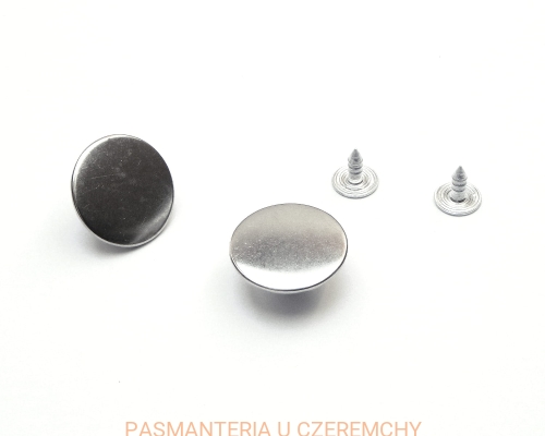 guziki do nabijania 20 mm gładkie, srebrne