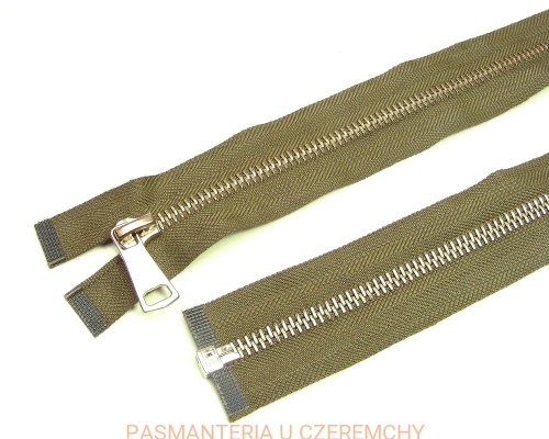 zamek 90 cm khaki rozdzielczy metalowy VT10 nikiel