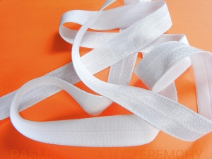 guma łamana 18 mm biała - opak. 25 m /lamówka elastyczna, lamówka gumowa/  