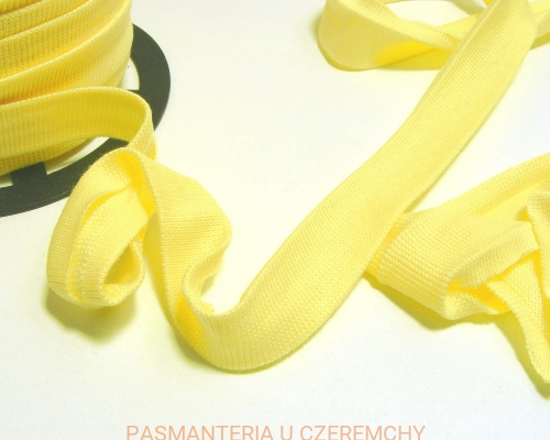 lamówka 18 mm jasnożółta z dzianiny bawełnianej - ściągacza - zaprasowana