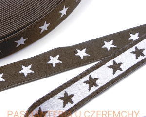 guma ozdobna 20 mm szara w białe gwiazdki