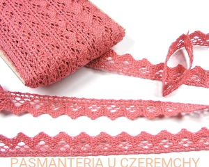 koronka bawełniana 17 mm różowa