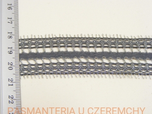 koronka elastyczna 28 mm szaro-srebrna