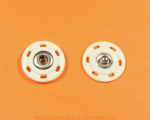 zatrzaski 25 mm - plastik ecru łączony z metalem