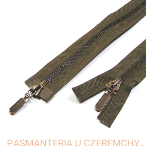 zamek 95 cm khaki ALPHA rozdzielczy dwusuwakowy metalowy VT10 mosiądz oksydowany /patynowany/