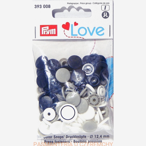 zatrzaski - napy plastikowe okrągłe PRYM 393 008 - miks granatowo-szaro-biały