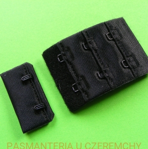 zapięcie do biustonosza /do stanika, bieliźniarskie, haftki/, 2 haftki w 3 rzędach, czarne