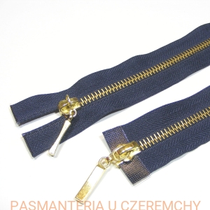 zamek 110 cm granatowy rozdzielczy dwusuwakowy metalowy VT10 mosiądz /złoty/ 
