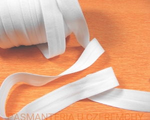guma łamana 20 mm matowa biała SE /lamówka elastyczna, lamówka gumowa/    