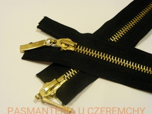 zamek 80 cm czarny rozdzielczy dwusuwakowy metalowy VT10 mosiądz 