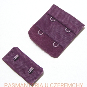 zapięcie do biustonosza /do stanika, bieliźniarskie, haftki/, 2 haftki w 2 rzędach, fioletowe