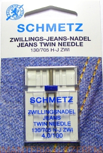 igła SCHMETZ podwójna do jeansu, rozm.100, rozstaw igieł 4 mm (130/705 H-J ZWI NE 4,0 SES)