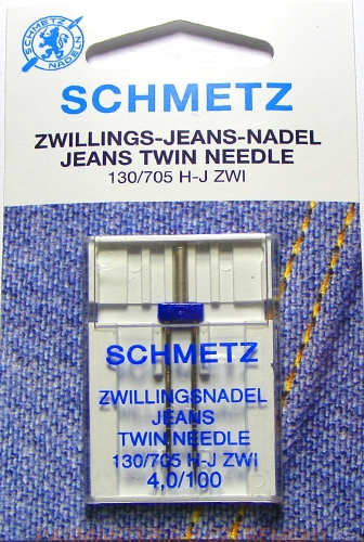 igła SCHMETZ podwójna do jeansu, rozm.100, rozstaw igieł 4 mm 
