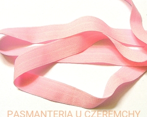 guma łamana 21 mm matowa jasnoróżowa - opak. 20 mb /lamówka elastyczna, lamówka gumowa różowa/ 