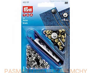 nity kieszeniowe 9 mm stal oksydowana/stal PRYM 403 101 /do jeansów/ 
