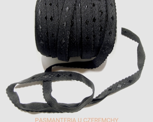 guma łamana 11 mm czarna żakardowa bieliźniarska