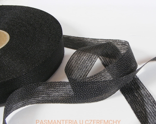 taśma flizelinowa 20 mm czarna krojona po prostej