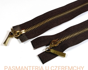 zamek 90 cm brązowy rozdzielczy dwusuwakowy metalowy VT10 mosiądz