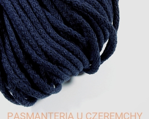 sznurek odzieżowy bawełniany 5 mm - ciemnogranatowy - motek 20 m /granatowy/ 