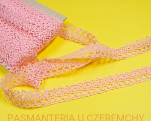 koronka bawełniana 19 mm różowa