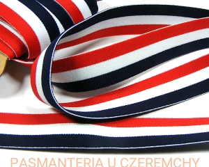 guma 25 mm miękka czerwono-biało-granatowa /ozdobna/ 