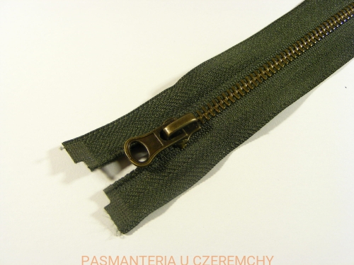 zamek rozdzielczy metalowy /mosiądz postarzany/ 55 cm khaki /zgniła zieleń/