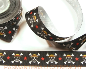 tasiemka rypsowa drukowana 25 mm - motyw piracki /wstążka/ 