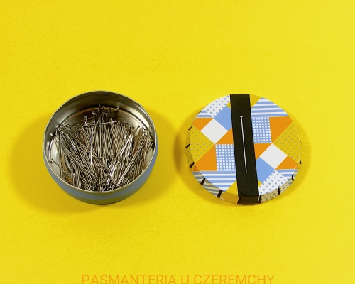 szpilki 30 mm z główką metalową w niebieskim pudełku