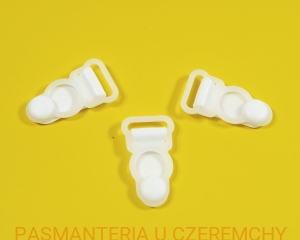 żabka do zapinania pończoch biała plastikowa /żabki do pasa do pończoch/    