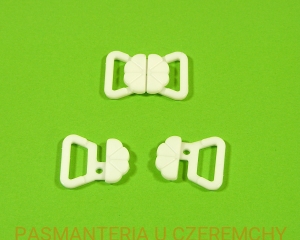 zapięcie bieliźniarskie 15 mm plastikowe białe - opak. 20 szt. /do biustonosza, do stroju kąpielowego/   