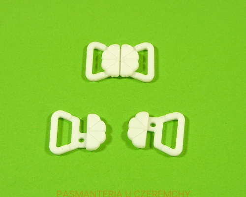 zapięcie bieliźniarskie 15 mm plastikowe białe
