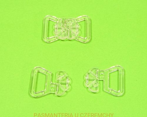 zapięcie bieliźniarskie 15 mm plastikowe bezbarwne