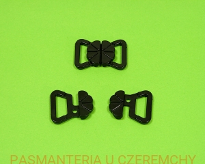 zapięcie bieliźniarskie 15 mm plastikowe czarne /do biustonosza, do stroju kąpielowego/   